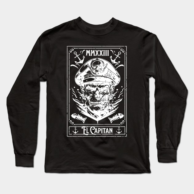 El Capitan Tarot Card Captain Anchor Design Long Sleeve T-Shirt by FilsonDesigns